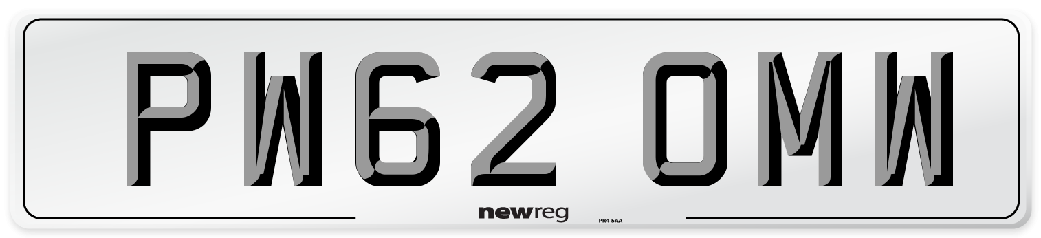 PW62 OMW Number Plate from New Reg